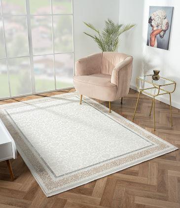 Çam Halı Nordic NX003A Krem Bej Klasik Desen Salon Halısı