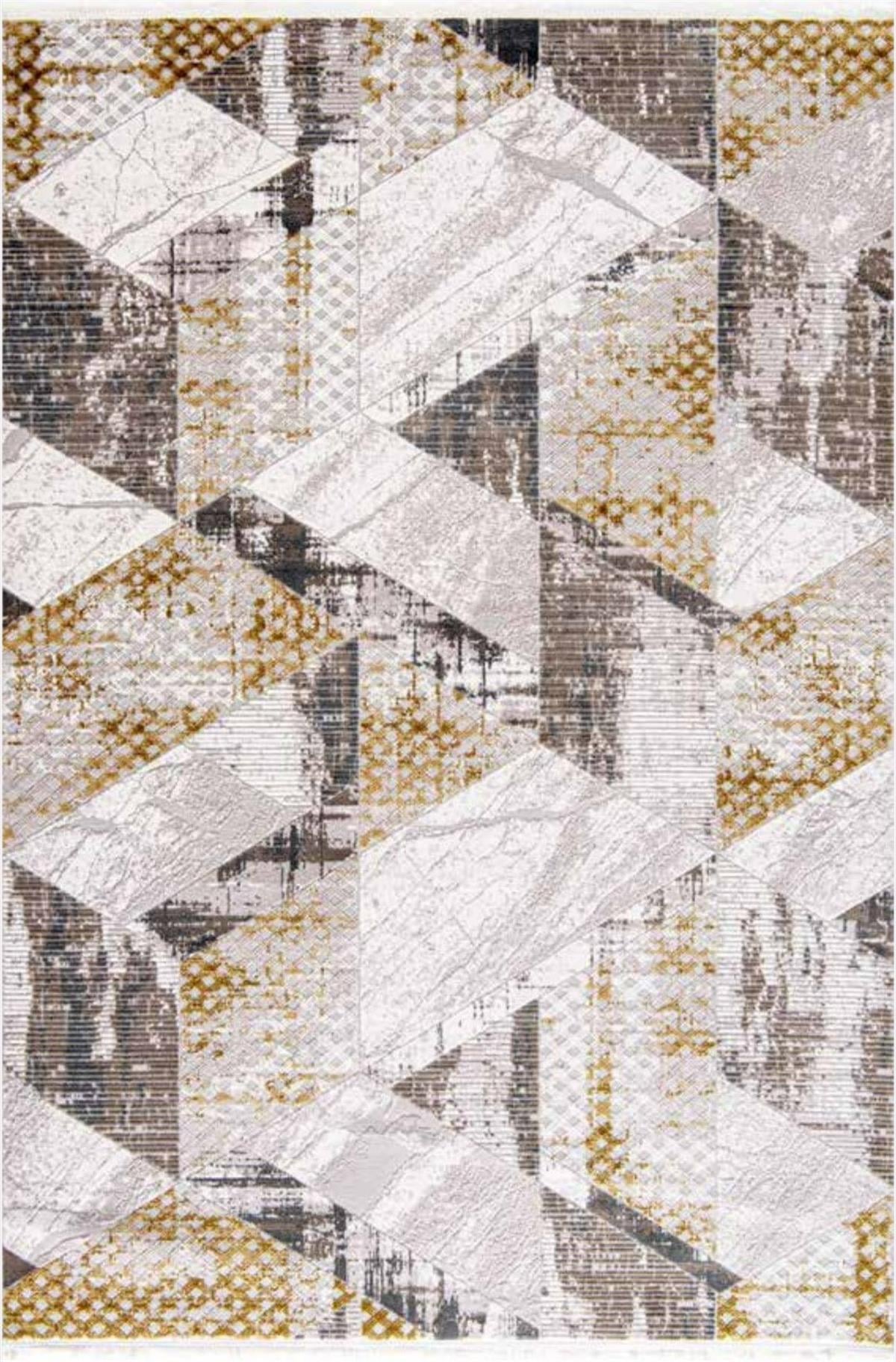 Çam Halı Norm 6209 Sarı Romans Halı Modern Desenli Makine Halısı