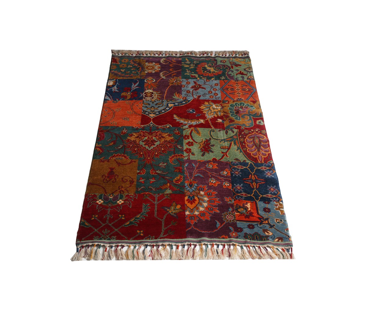 Çam Halı Patchwork Şal 15 Yün El Dokuması Halı