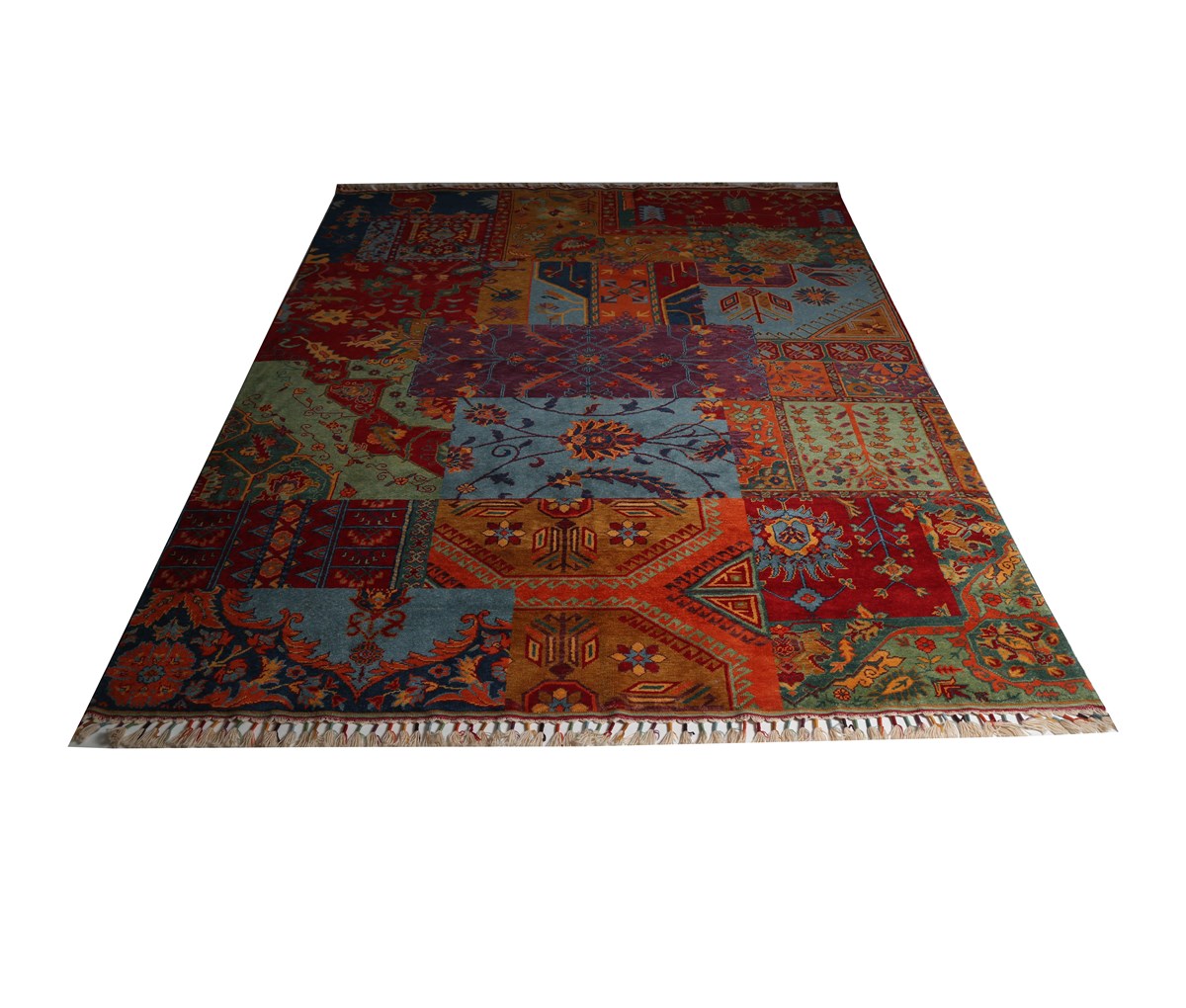 Çam Halı Patchwork Şal 8 Multi Yün El Dokuması Halı