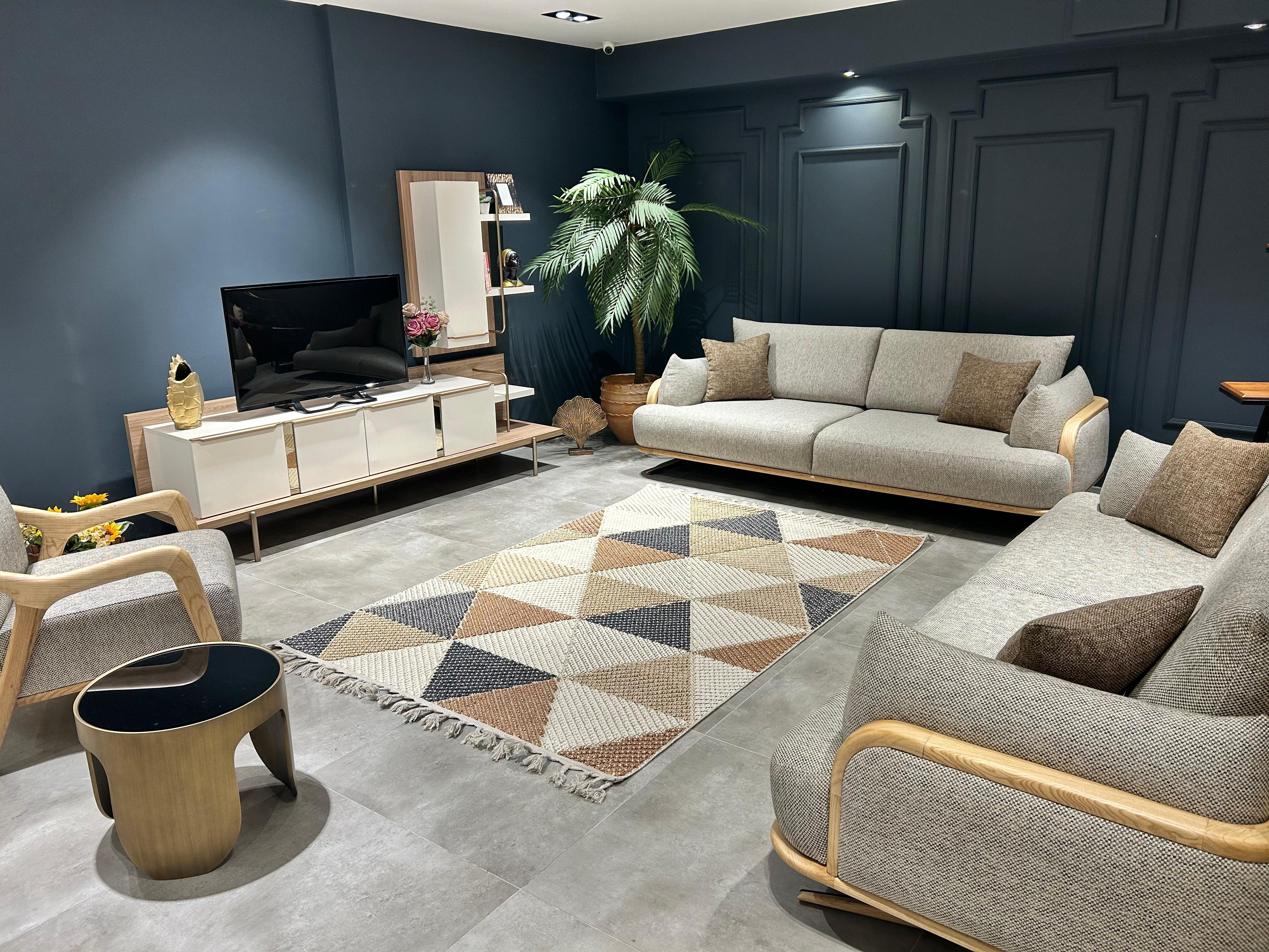 Çam Halı Side 1405 Sarı İskandinav Desenli Koridor Halısı Kesme Yolluk Mutfak Halısı Modern Salon Halısı