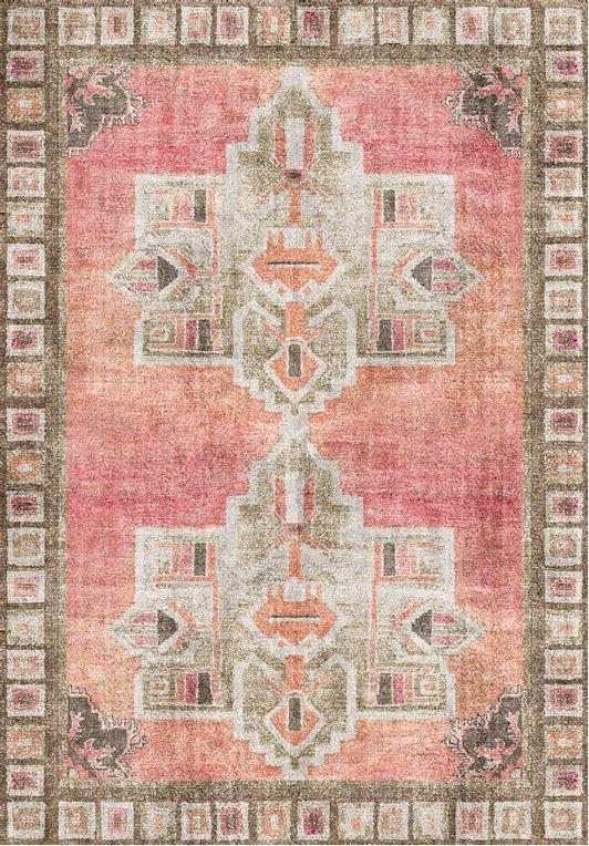 Çam Halı Siesta Etnik 32-563 Etnik Eskitme Desenli Dokuma Tabanlı Yıkanabilir Şönil Salon ve Oda Halısı