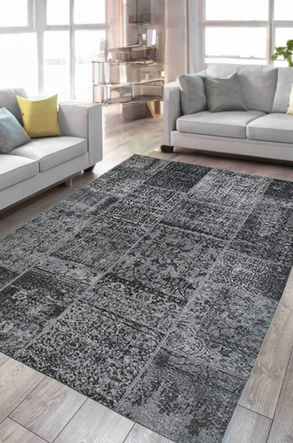 Çam Halı Siesta Patchwork 32-462 Etnik Eskitme Desenli Dokuma Tabanlı Yıkanabilir Şönil Salon ve Oda Halısı