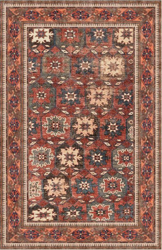 Çam Halı Siesta Vintage 32-540 Etnik Eskitme Desenli Dokuma Tabanlı Yıkanabilir Şönil Salon ve Oda Halısı