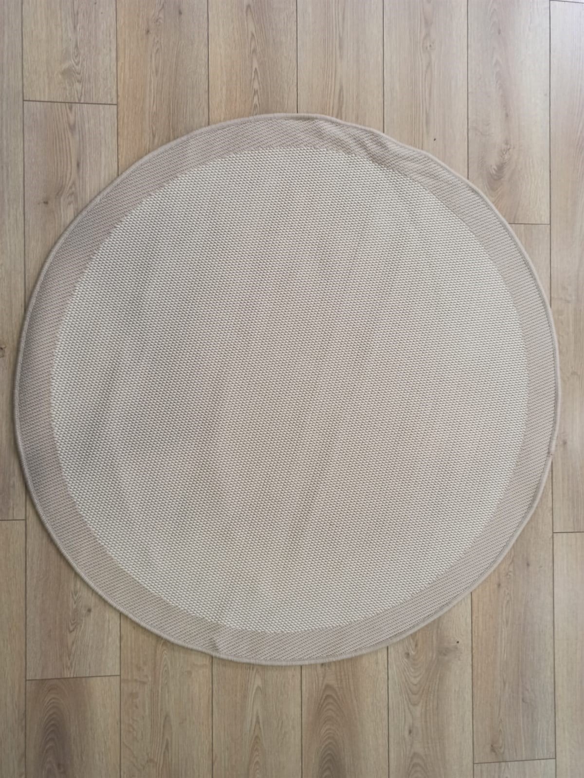 Çam Halı Sisal 9327 Bej / Krem Bordürlü Daire Jüt Sisal Kilim