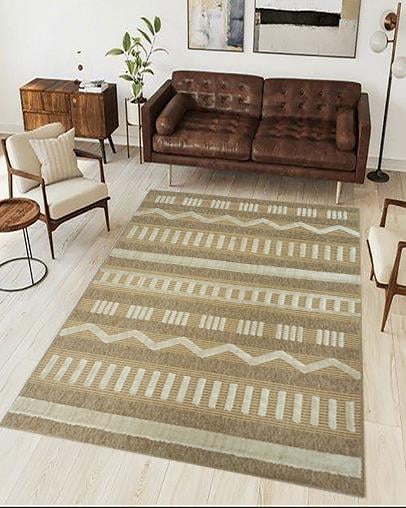 Çam Halı Togo 676 Sarı İskandinav Desenli Koridor Halısı Kesme Yolluk Mutfak Halısı Modern Salon Halısı