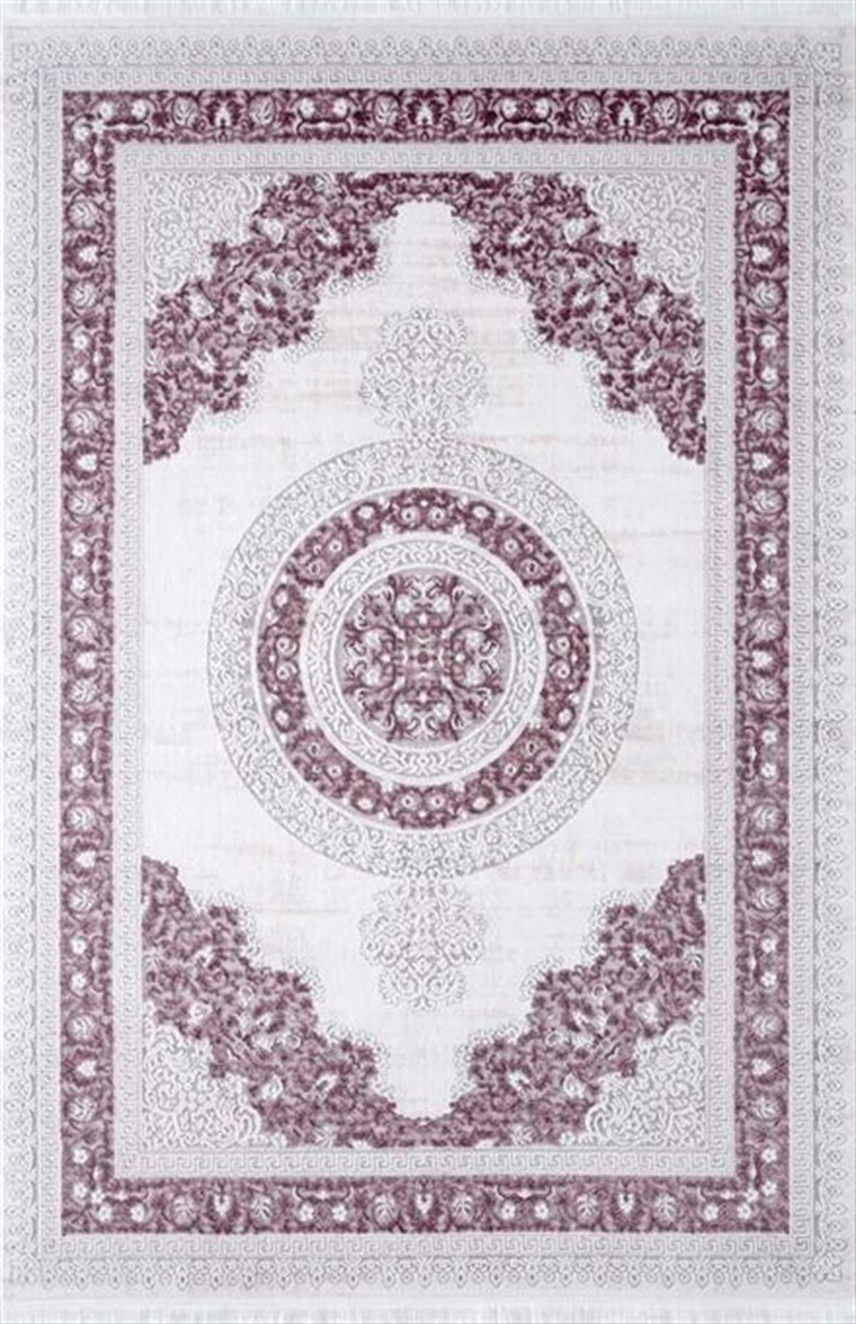 Çam Halı Valente 3909 Mürdüm Romans Halı Klasik Desenli Makine Halısı