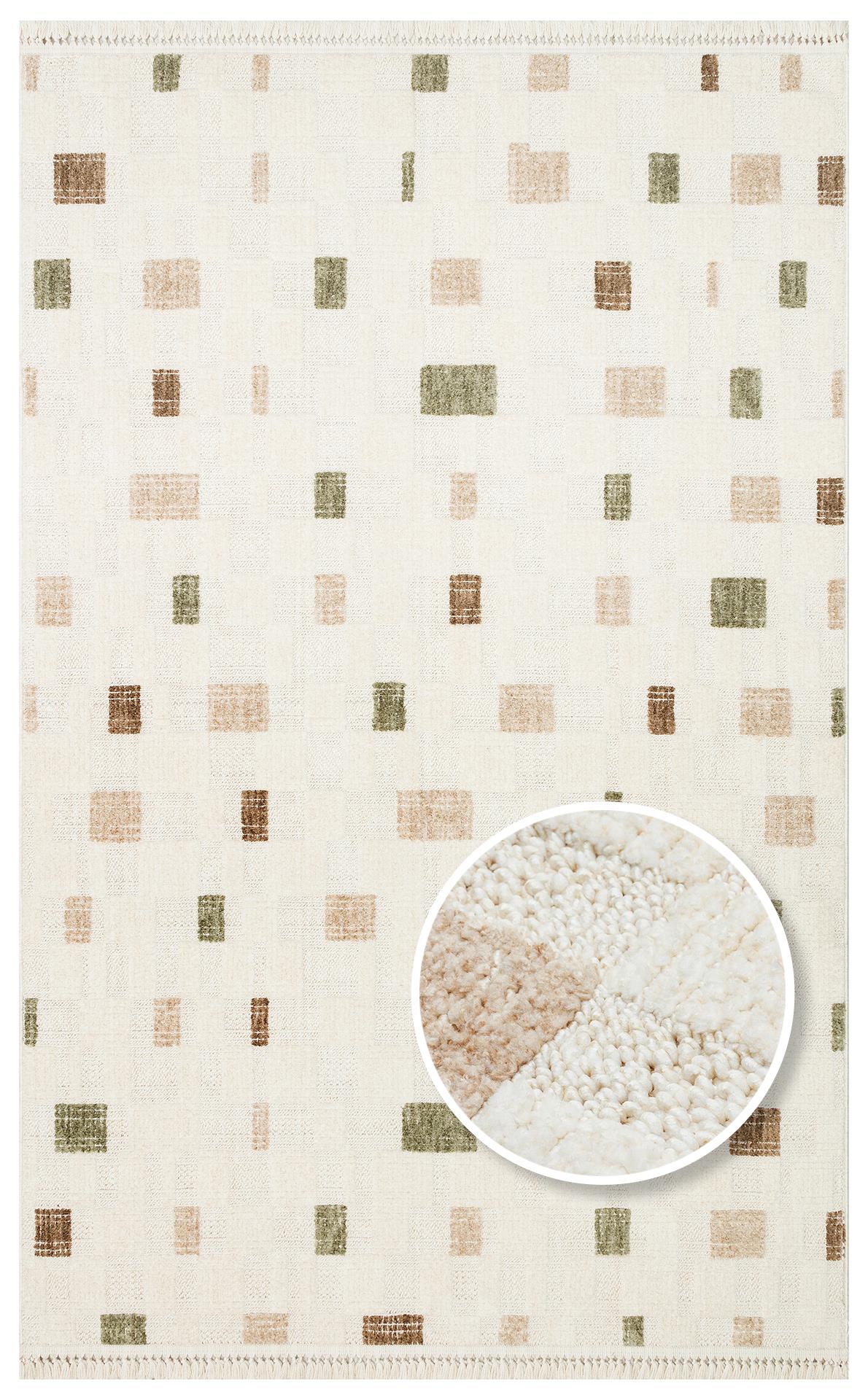 EKO Halı JOY 02 Green Beige  Hav Toz Vermeyen Etnik Desenli Halı