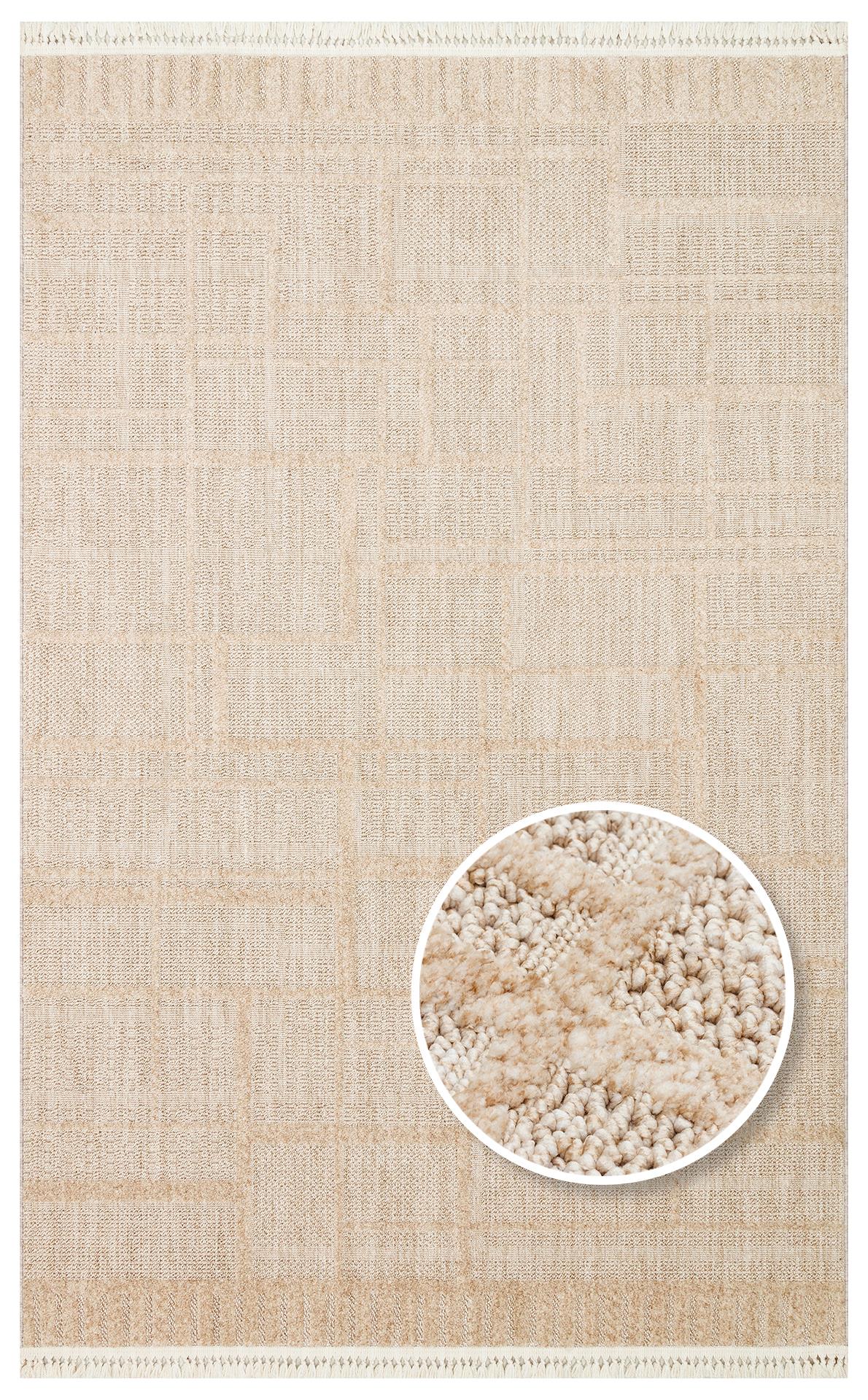 EKO Halı JOY 03 Beige Hav Toz Vermeyen Etnik Desenli Halı