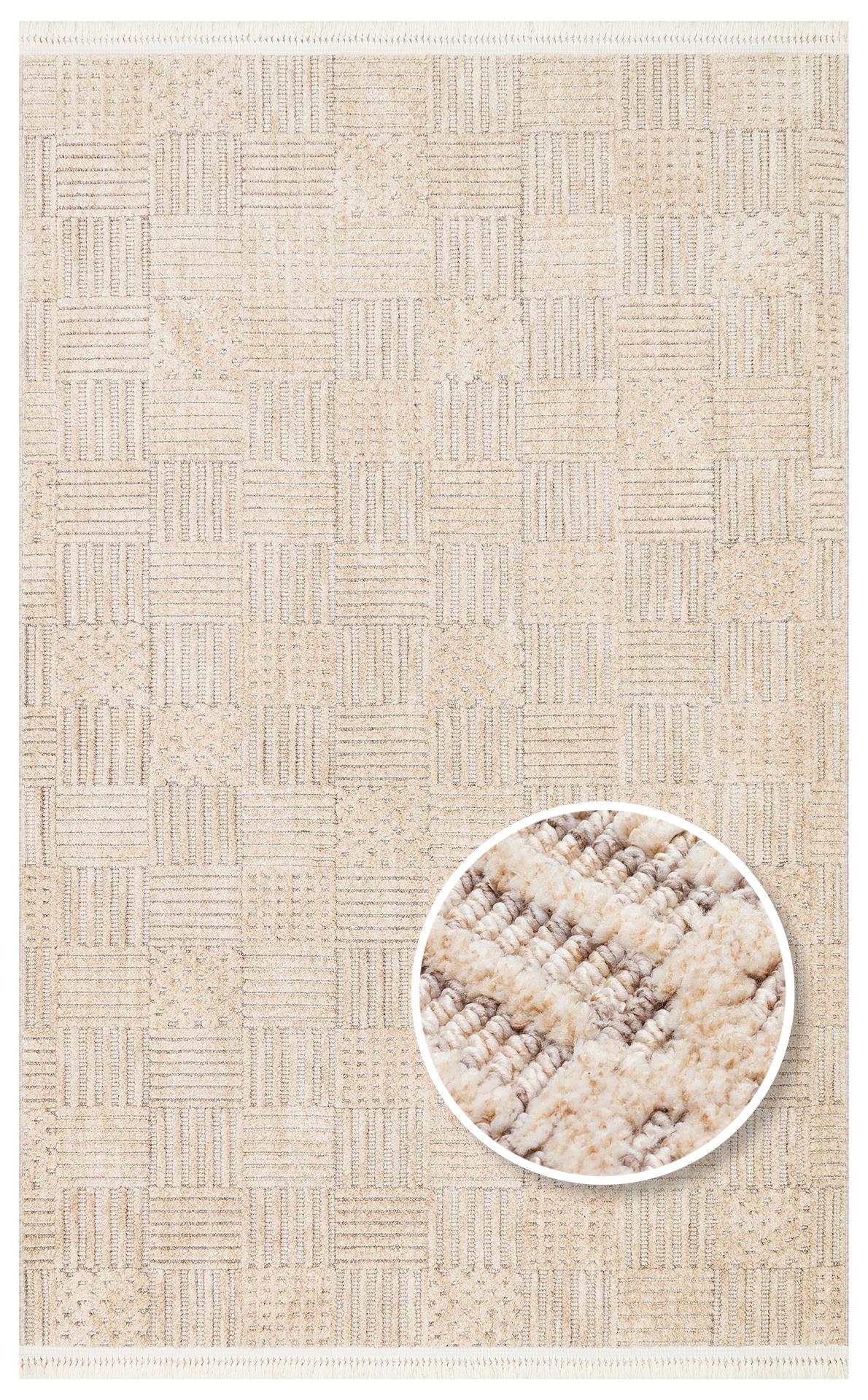 EKO Halı JOY 05 Beige Gold Hav Toz Vermeyen Etnik Desenli Halı