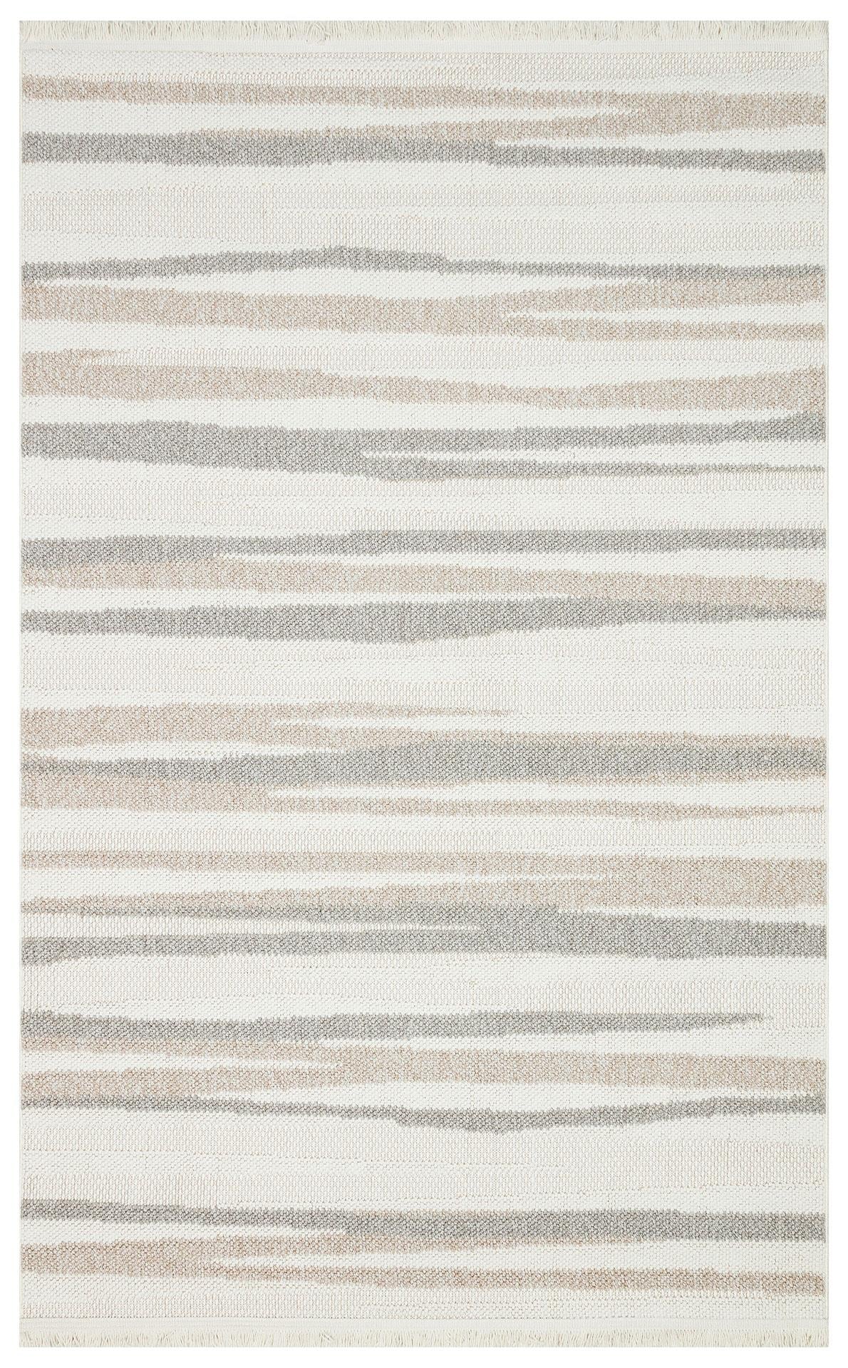 EKO Halı MOTTO MOT 02 WHİTE BEIGE Yumuşak Tuşeli Örgü Dokuma Modern Makine Halısı