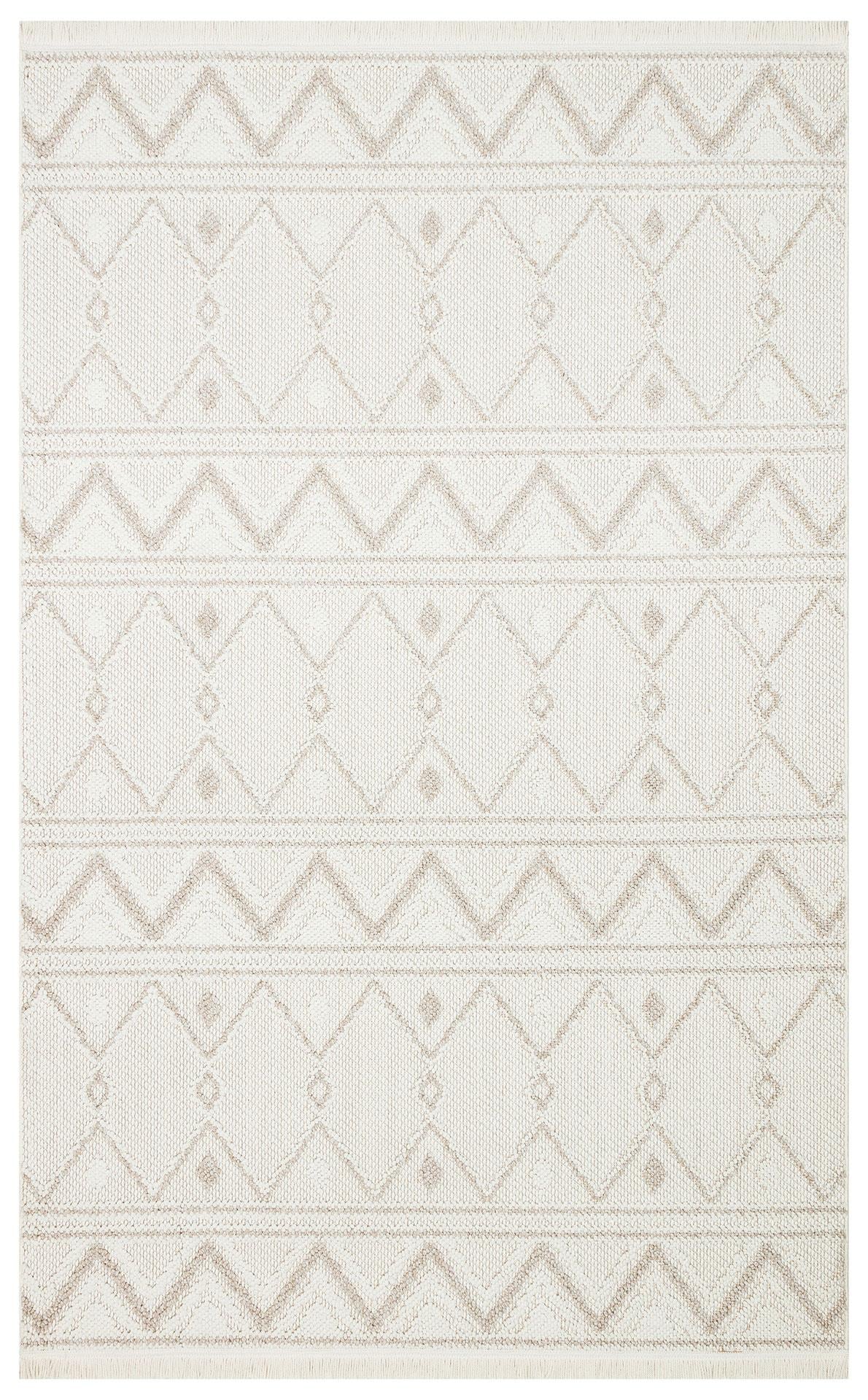 EKO Halı MOTTO MOT 03 WHİTE BEIGE Yumuşak Tuşeli Örgü Dokuma Modern Makine Halısı
