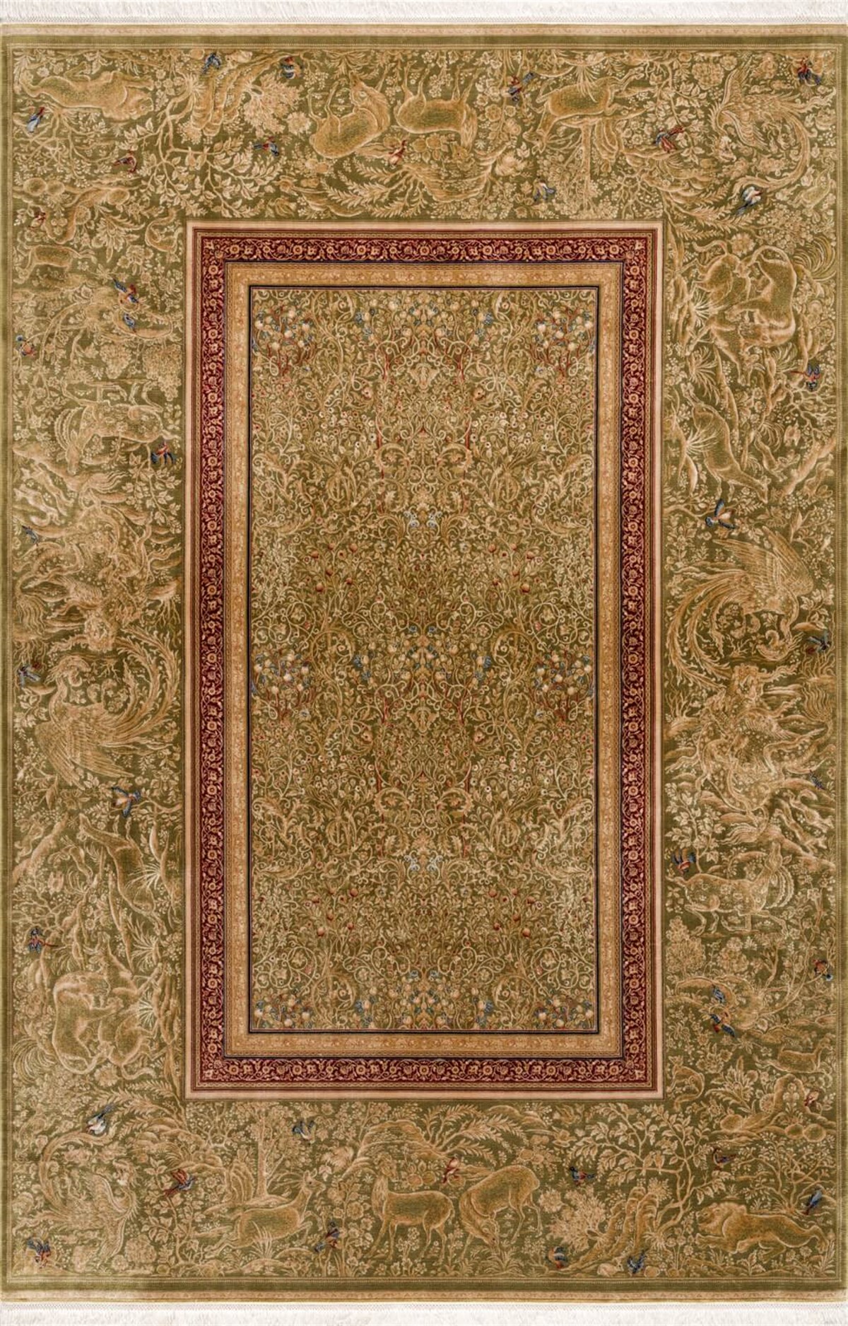 Elexus Halı Ala 3221 Yeşil Klasik Desen Salon Halısı