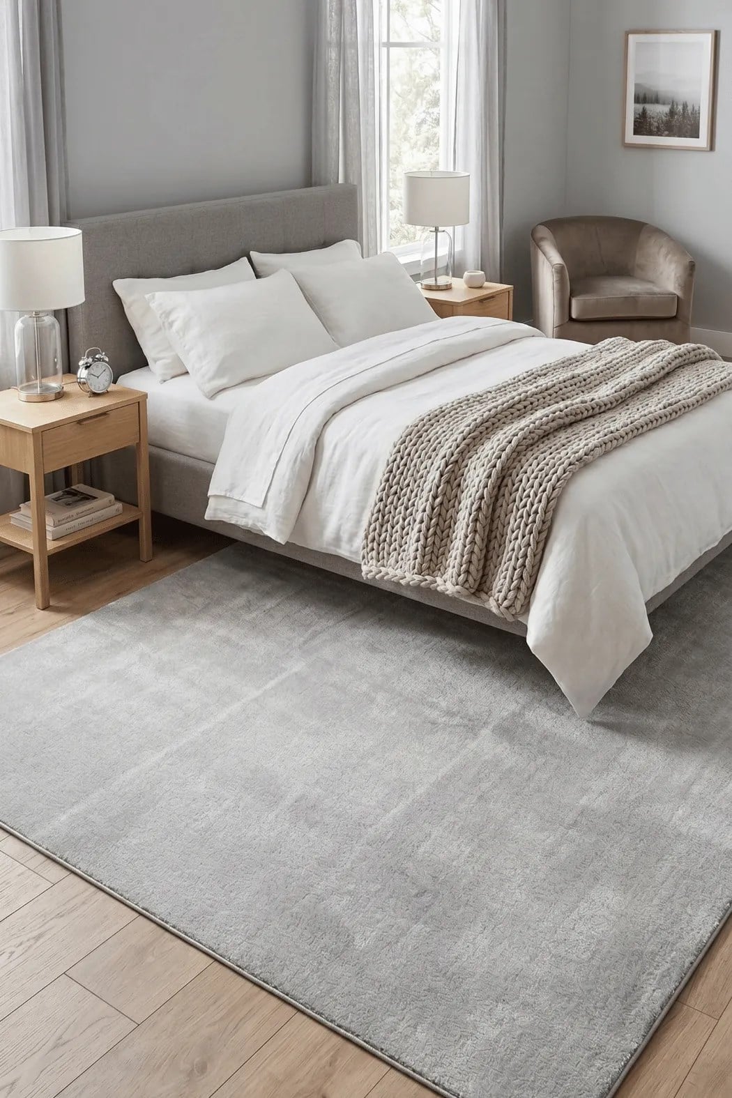 POLY Peluş Halı-Gri- Salon-Mutfak-Antre-Oturma Odası-Yumuşak-Kaymaz Taban-Yıkanabilir–Modern-Uygun Fiyat