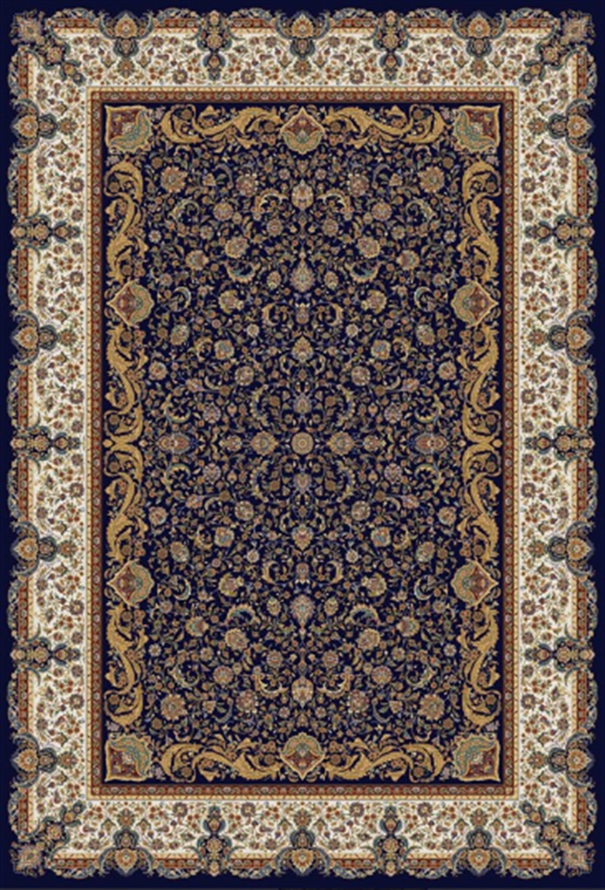 WOOLKNOT HALI QUM İPEK SAÇAK 2036 KREM LACİVERT