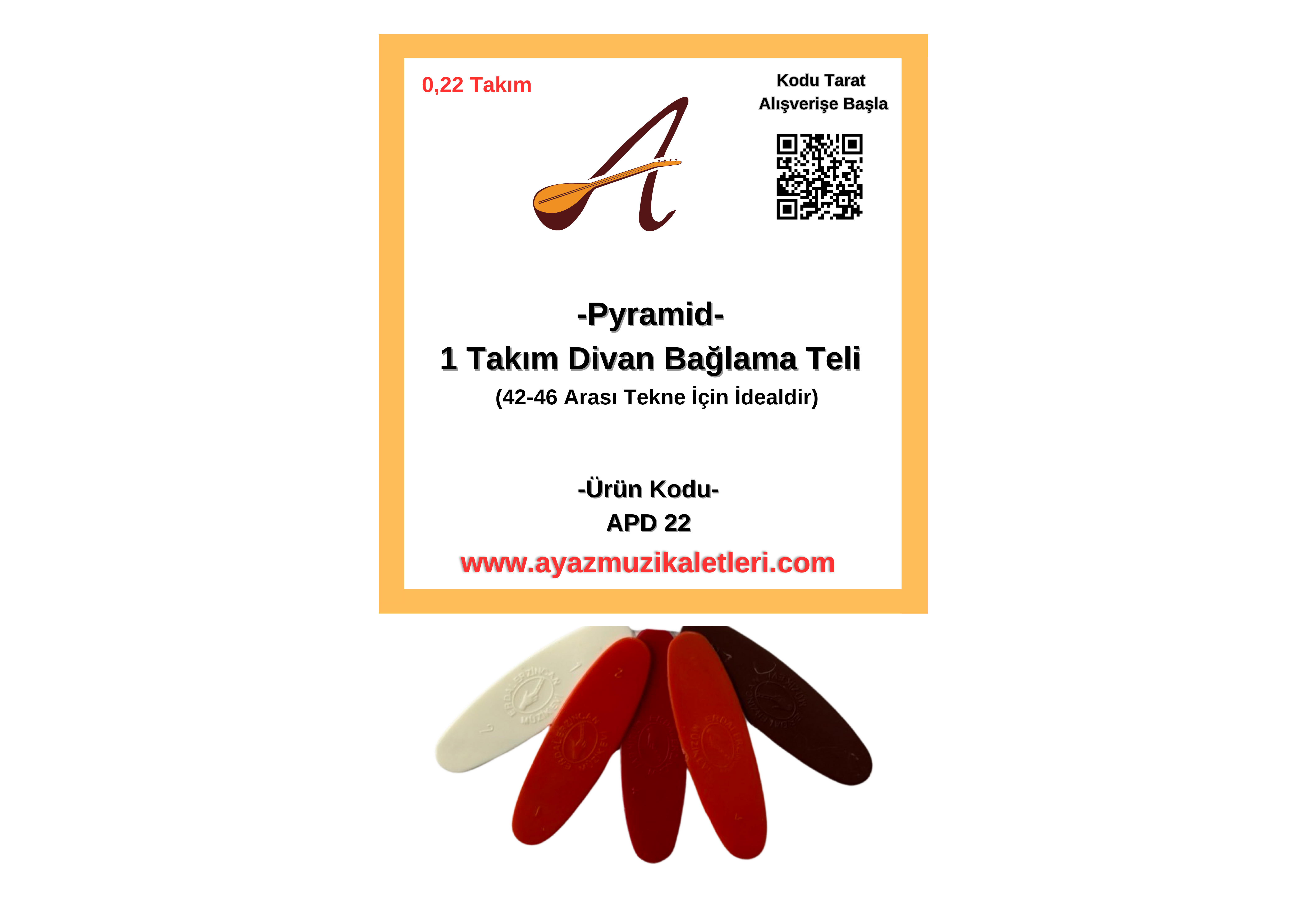 0,22-Divan Bağlama Pramid Takım Tel-5 A.Tezene Hediye