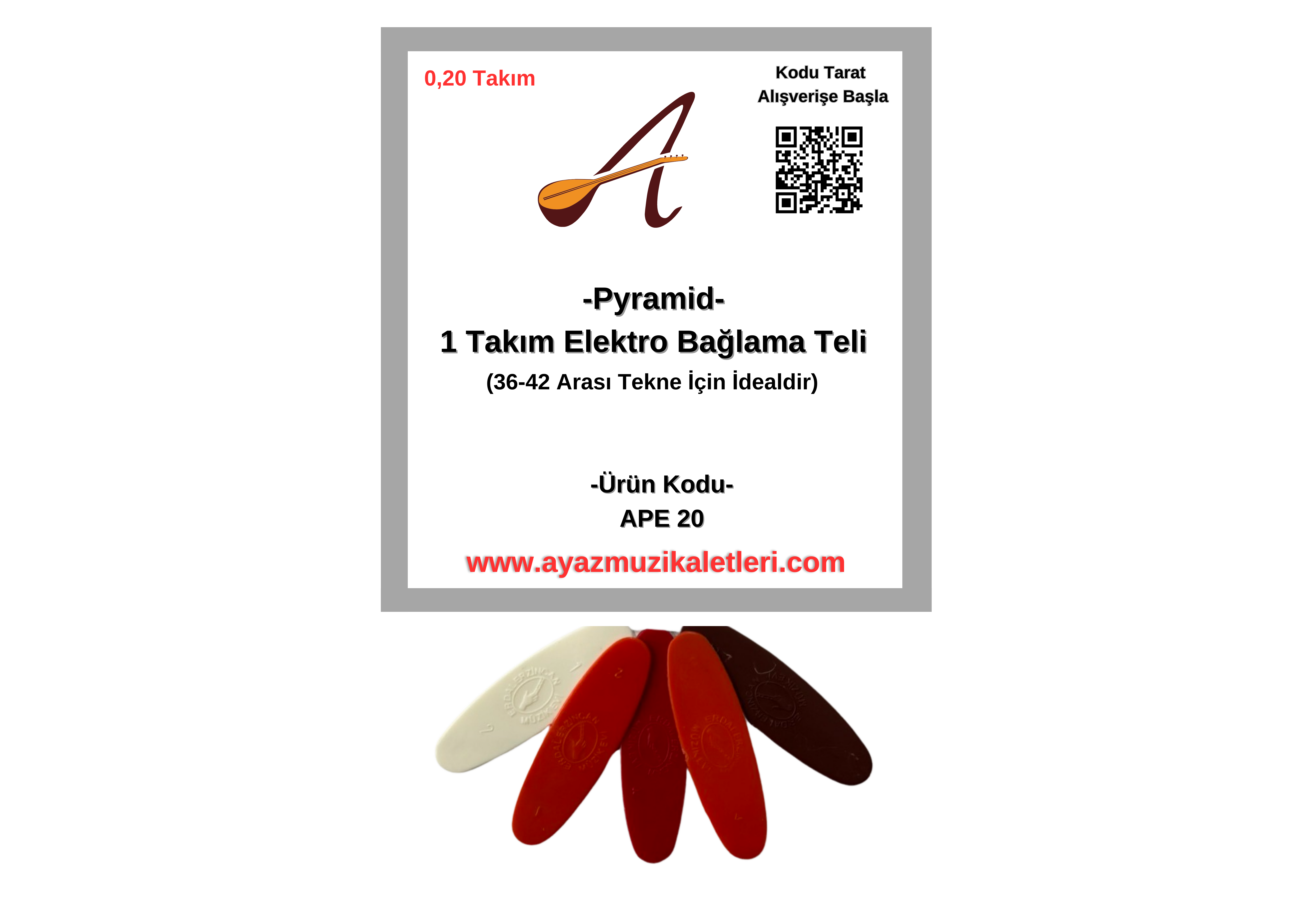 Elektro Uzun Bağlama Pyramid Takım Tel-5 A.Tezene Hediye