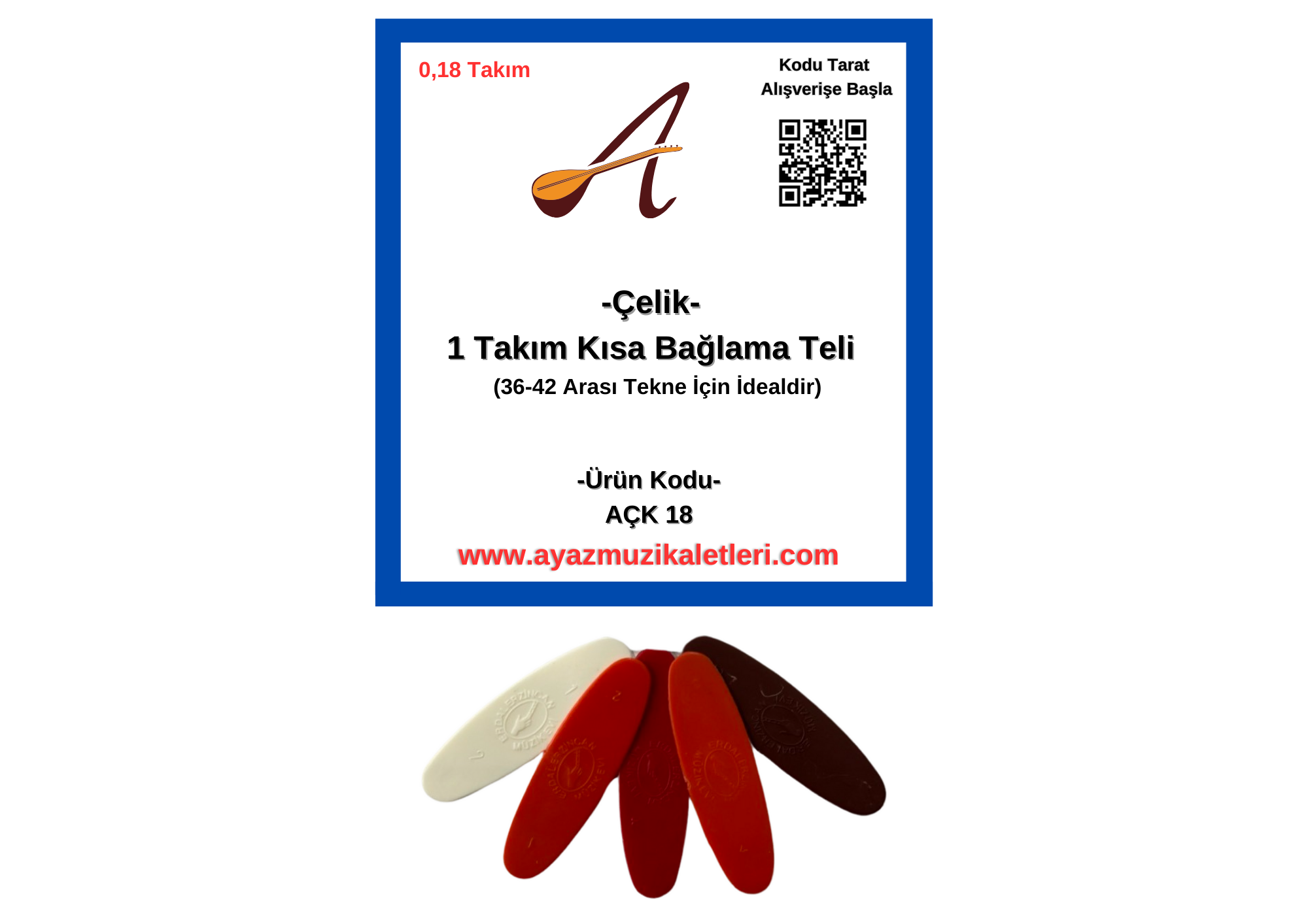 Kısa Sap Takım Çelik Bağlama Teli-5 A.Tezene Hediye