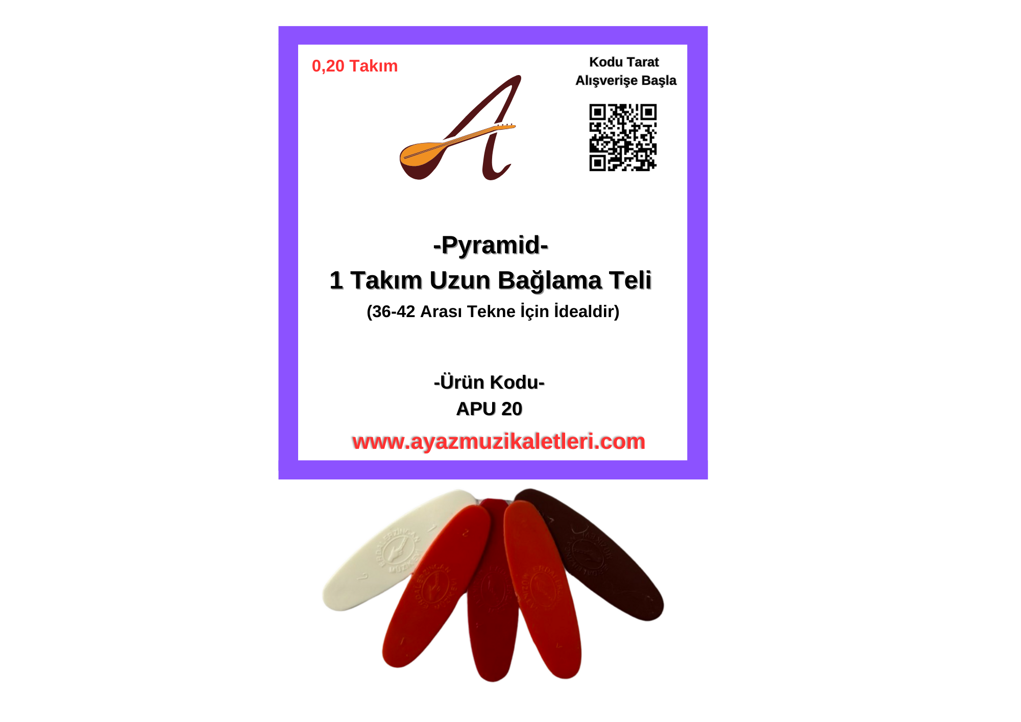 Uzun Sap Pyramid Takım Bağlama Teli-5 A.Tezene Hediyeli