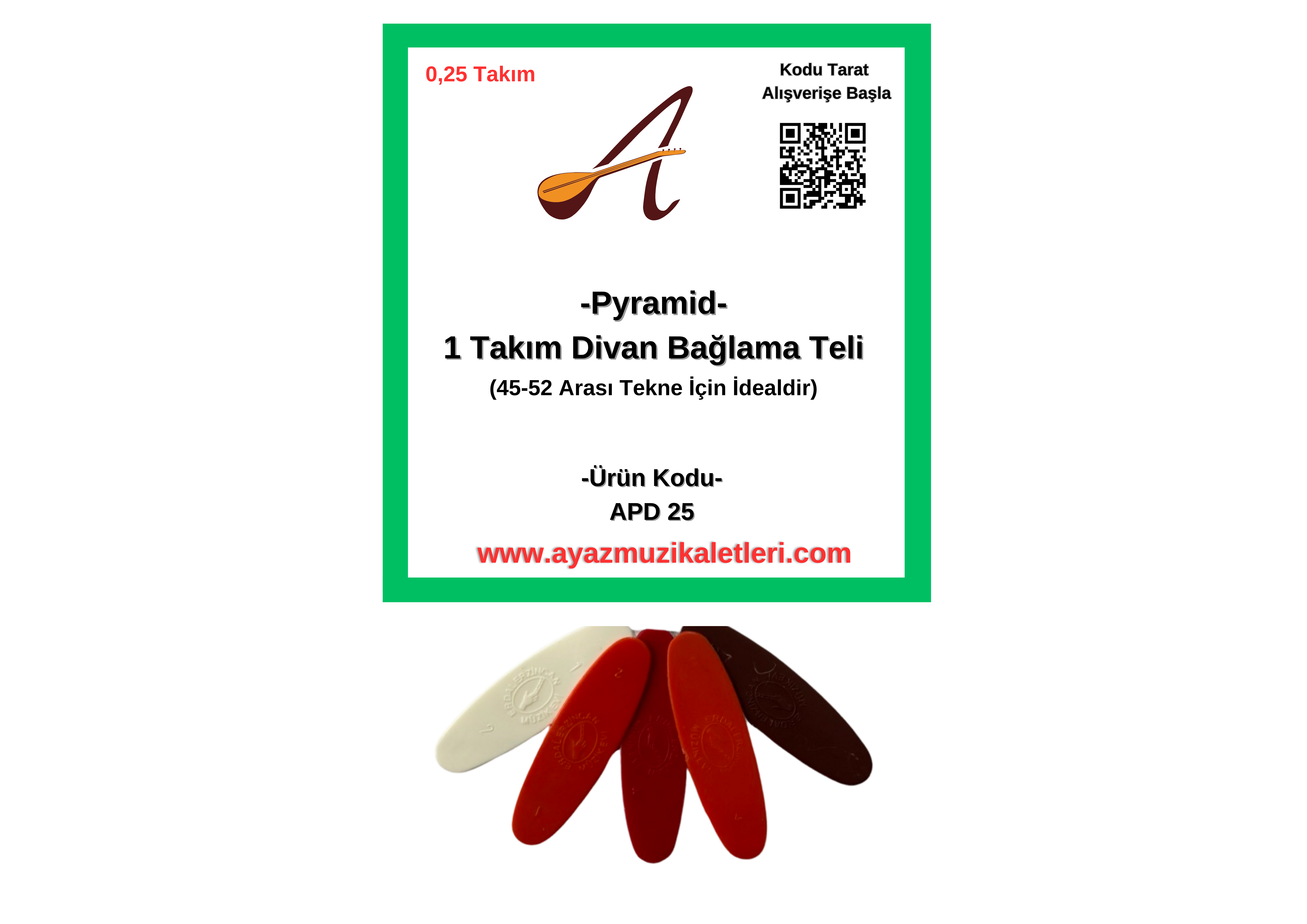 0,25-Divan Bağlama Pramid Takım Tel-5 A.Tezene Hediye