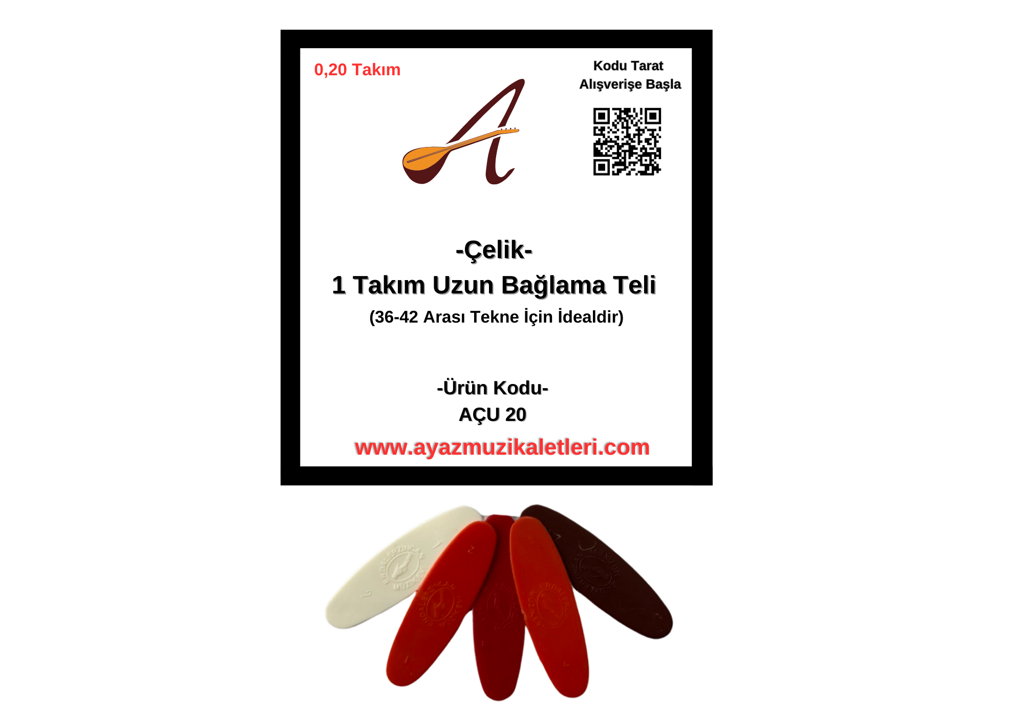 Uzun Sap Takım Çelik Bağlama Teli-5 A.Tezene Hediye
