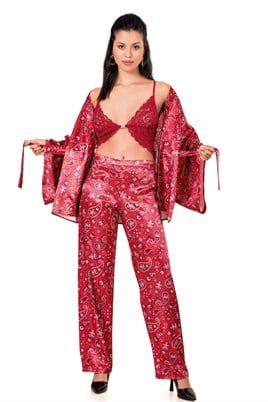 MOONGİRL 227 3LÜ SATEN PİJAMA TAKIMI