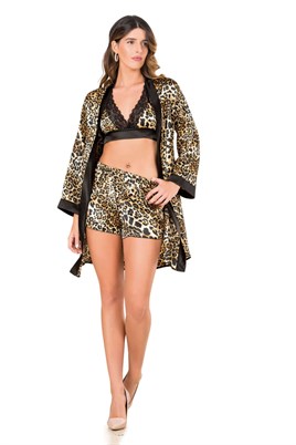 MOONGİRL 230 3LÜ LEOPAR SATEN TAKIM