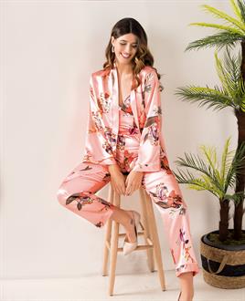 MOONGİRL 332 CROP ÜÇLÜ SATEN PİJAMA TAKIM 