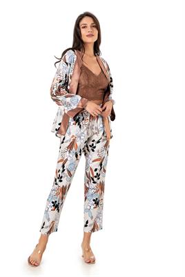 MOONGİRL 570 BRALEDLİ ÜÇLÜ  SATEN PİJAMA TAKIM 