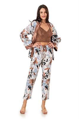 MOONGİRL 570 BRALEDLİ ÜÇLÜ  SATEN PİJAMA TAKIM 