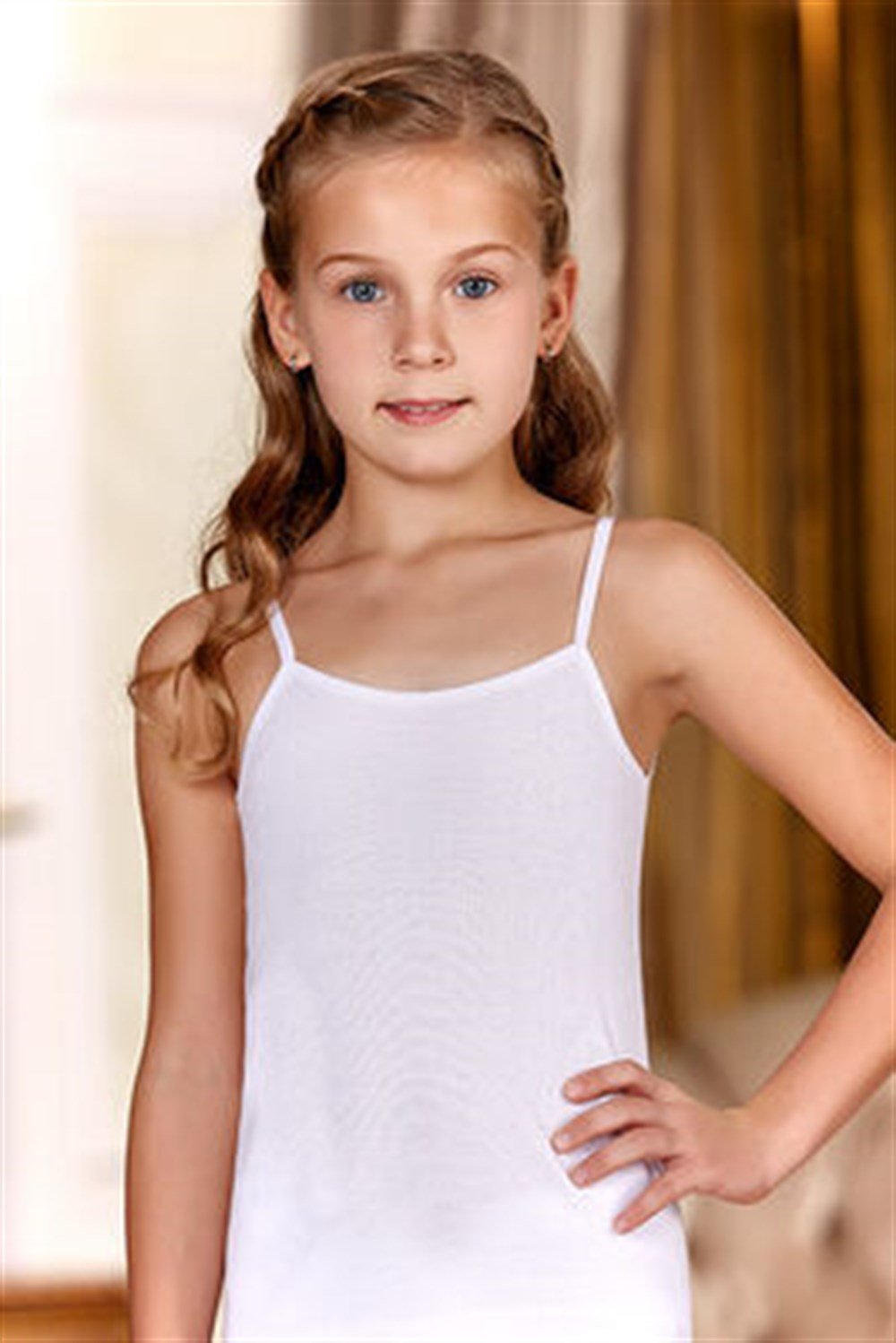 BERRAK 2520 KIZ RİBANA MAT BİYELİ İP ASKILI- BEYAZ - 1