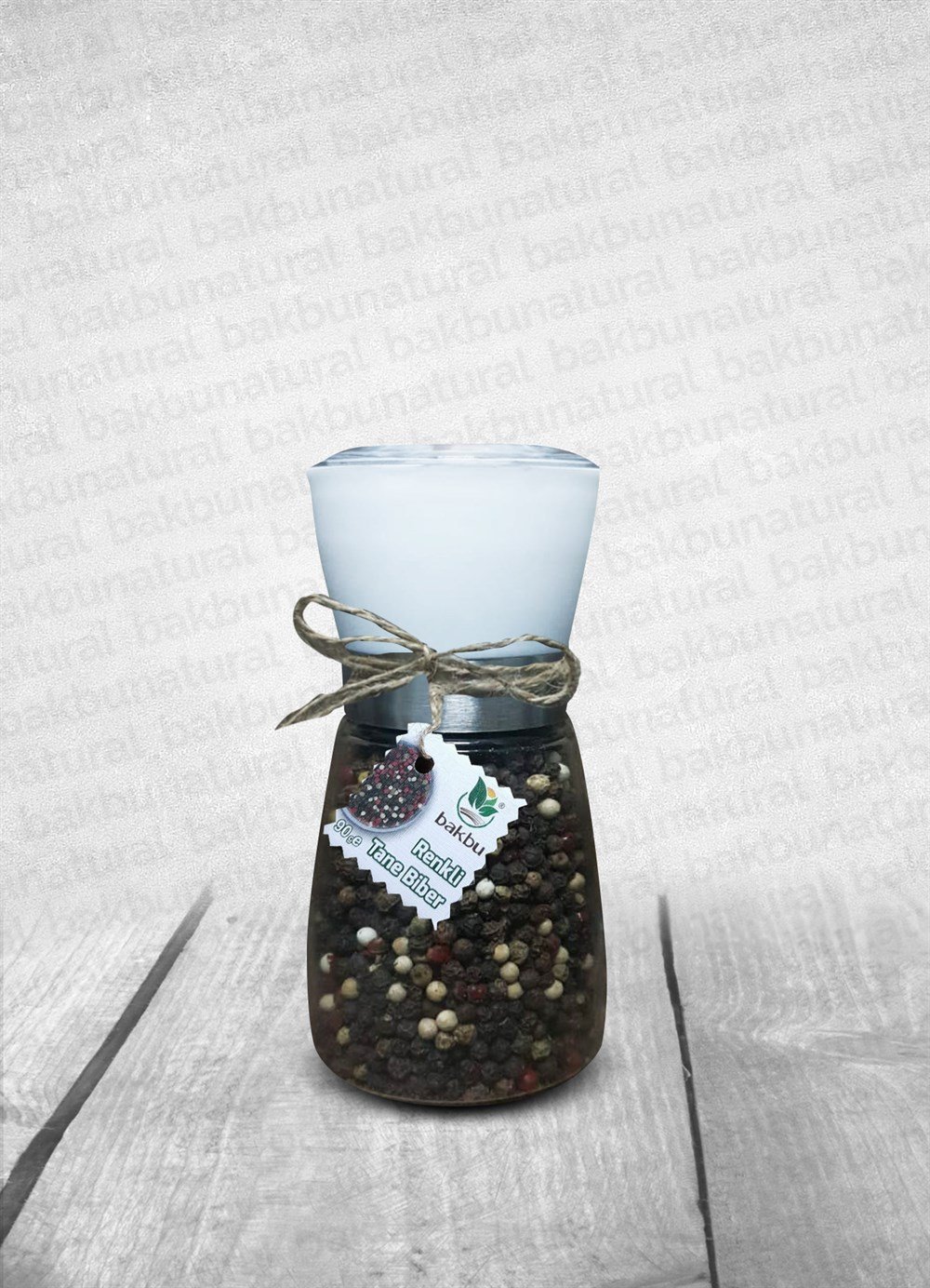 Bakbu Değirmenli Renkli Tane Biber 90gr Küçük Boy Beyaz Kapak