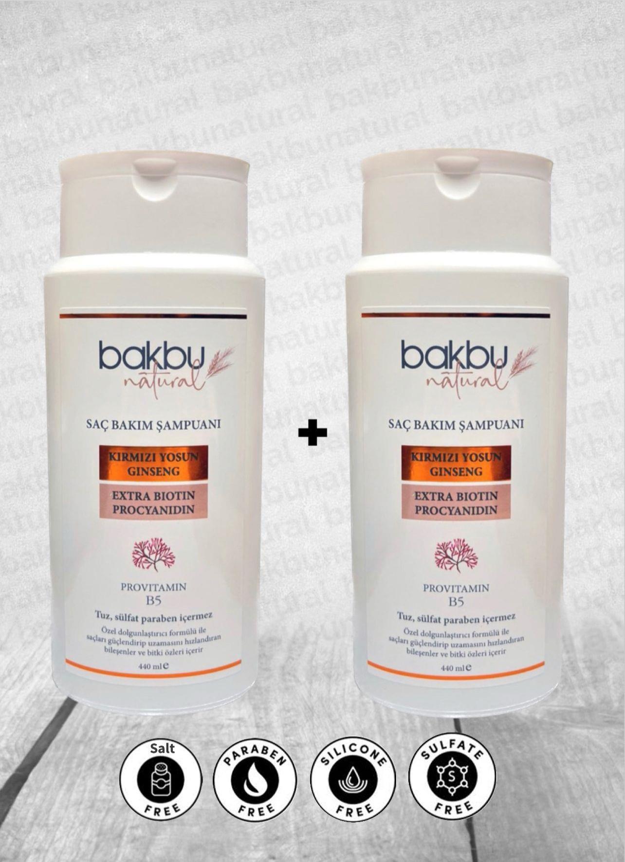 Bakbu Kırmızı Yosun ve Ginseng Özlü Saç Bakım Şampuanı 2'li (440 mlx2)