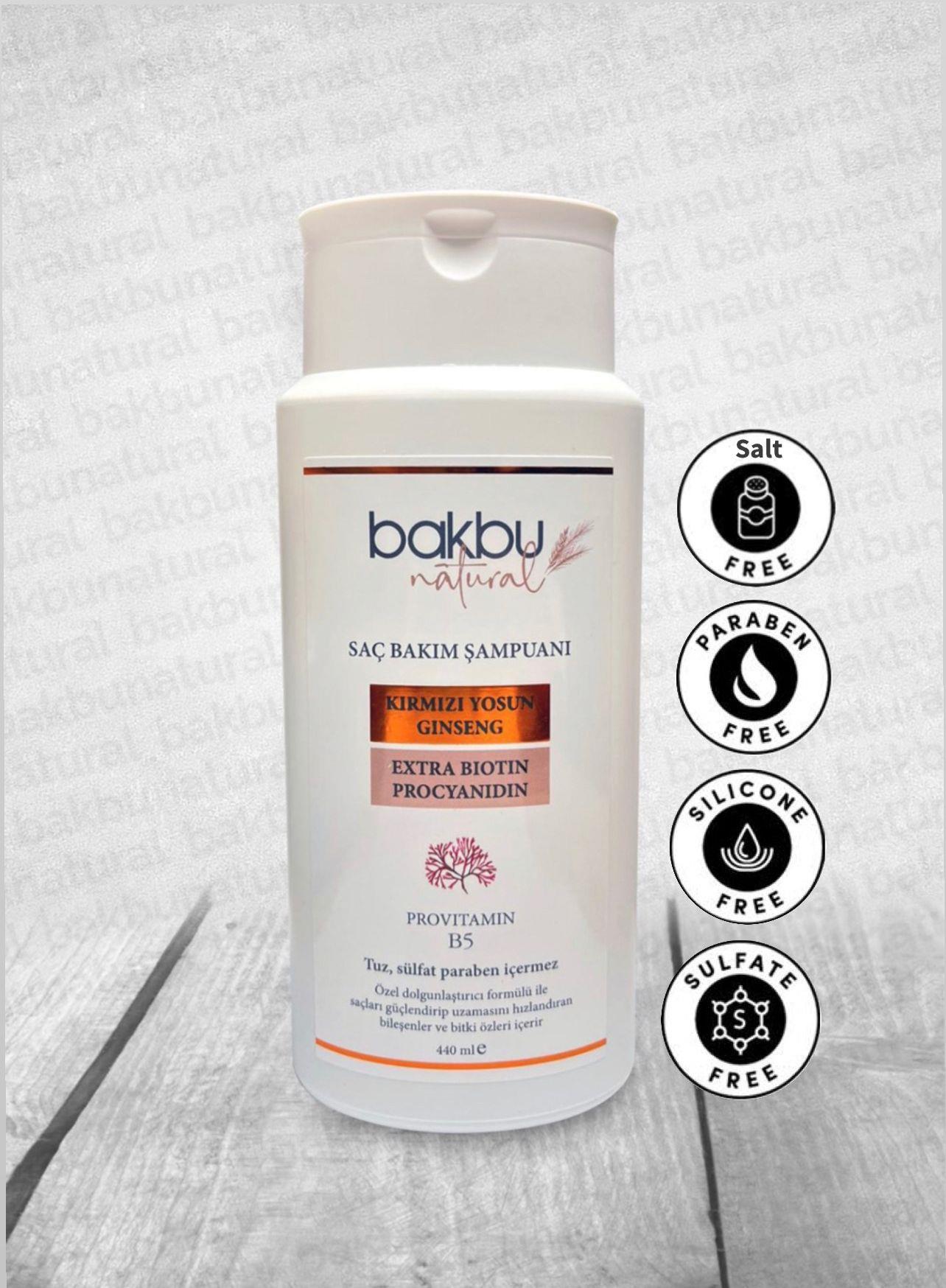 Bakbu Kırmızı Yosun ve Ginseng Özlü Saç Bakım Şampuanı 440 ml