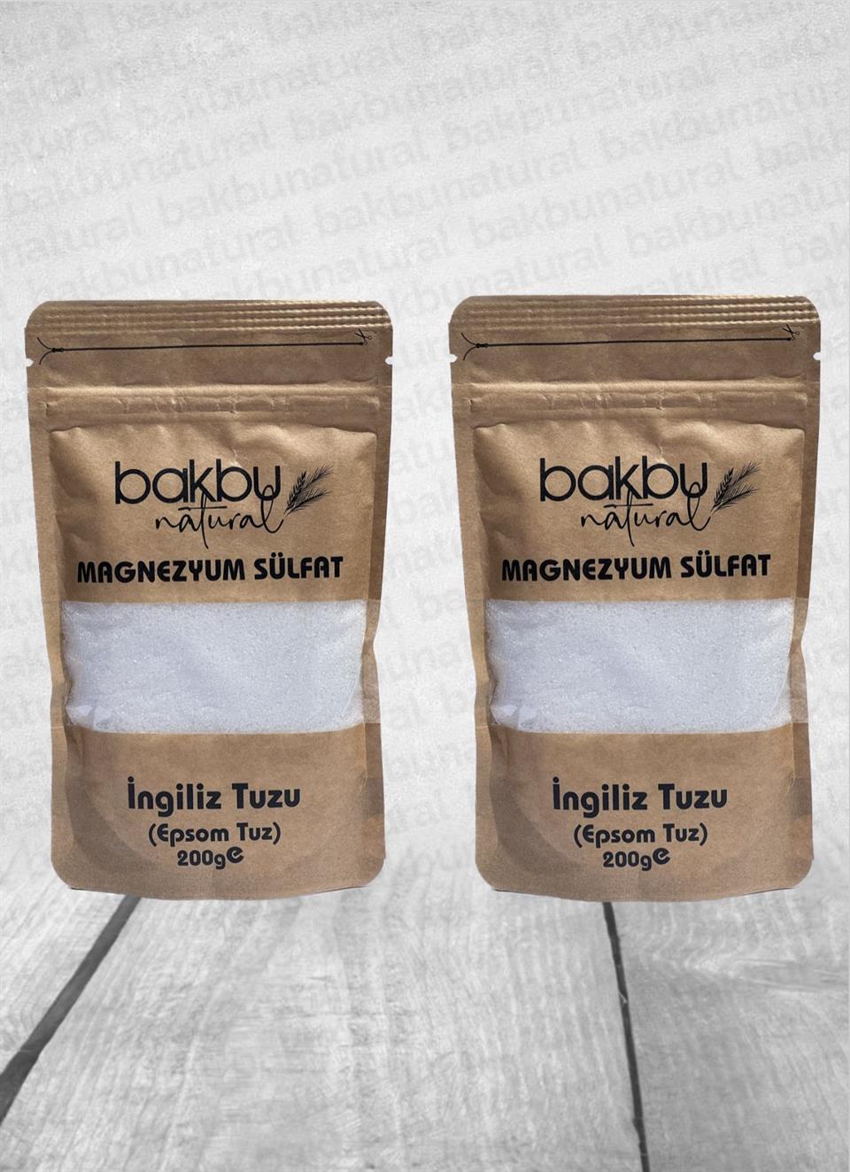 Bakbu Natural 2'Li İngiliz Tuzu Magnezyum Sülfat 200 Gr  (Epsom Tuzu)