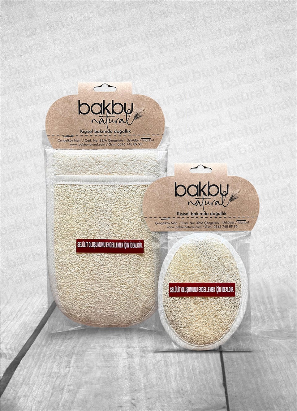 Bakbu Natural El Geçmeli Kabak Lifi Kese Ve Oval Yüz Kesesi 2'Li Set