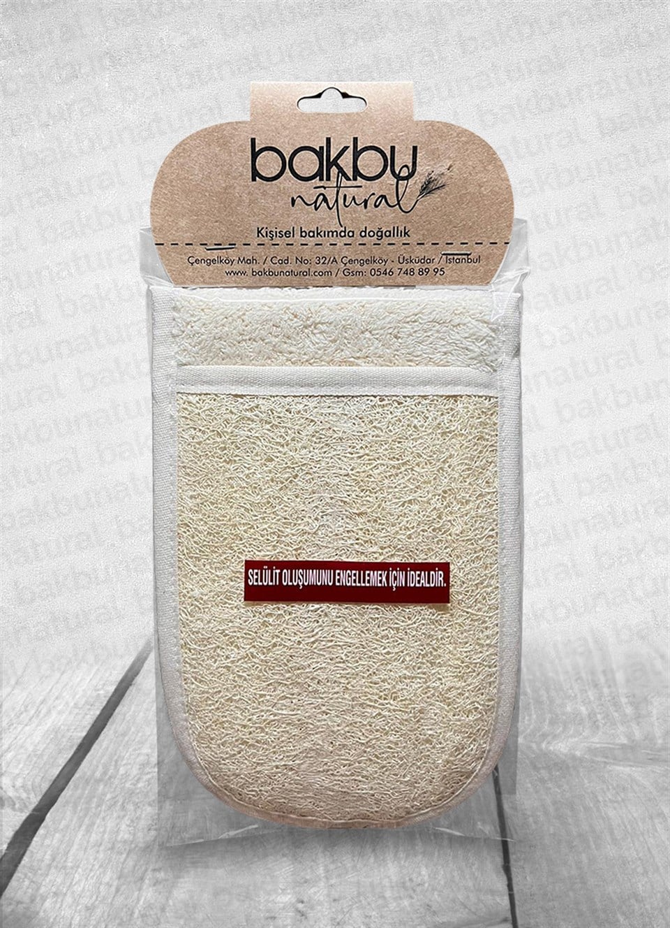 Bakbu Natural El Geçmeli Kabaklı Lifli Vücut Kesesi