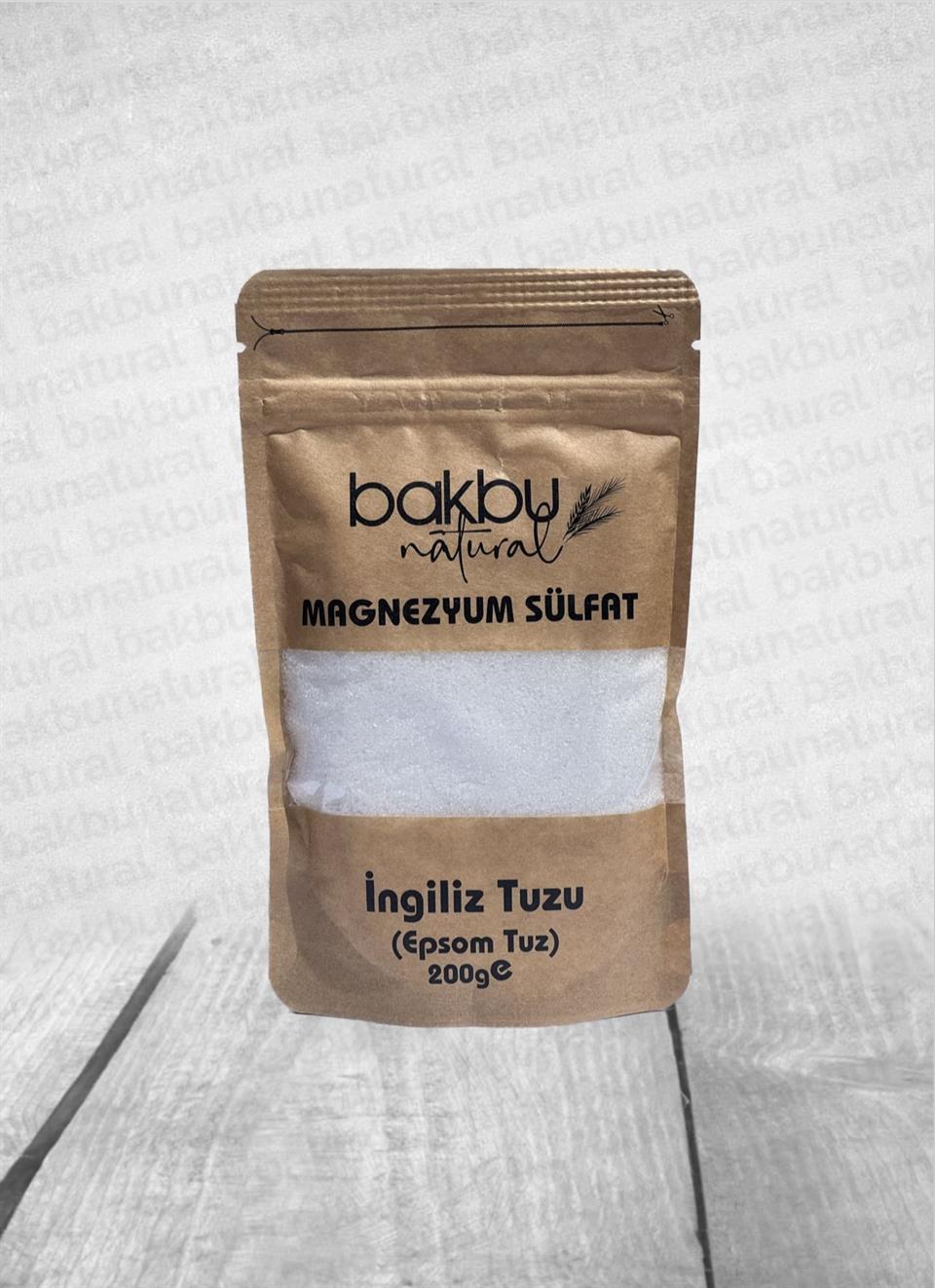 Bakbu Natural İngiliz Tuzu Magnezyum Sülfat 200 Gr (Epsom Tuzu)