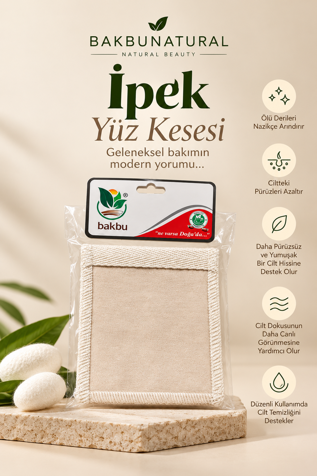 Bakbunatural İpek Yüz Kesesi
