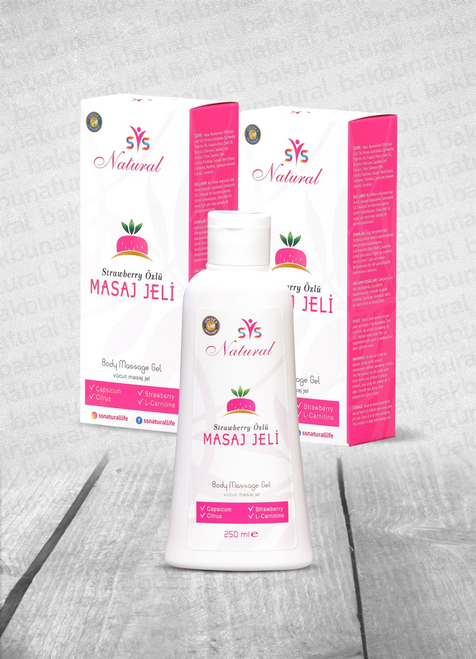 Ssnatural Strawberry Özlü İnceltici Sıkılaştırıcı Selülit Giderici Vücut Masaj Jeli 250 Ml 2Li Set