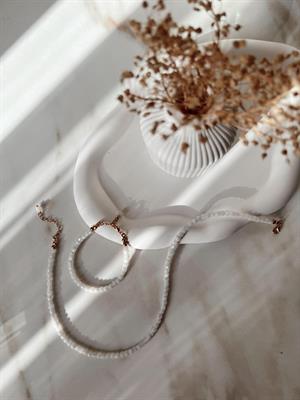 1.Sınıf Kare Kesim Fasetli Aytaşı Kolye ve Bileklik Set(Gold Zincir)