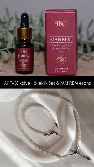 1.Sınıf Kare Kesim Fasetli Aytaşı Kolye ve Bileklik Set(Silver Zincir)  Ve Mahrem  Esans Yağ