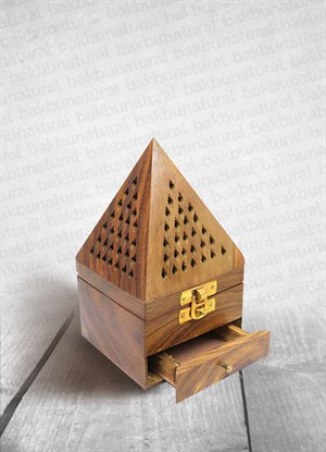 Büyük Boy Piramit Ahşap Tütsü Yakma Kutusu