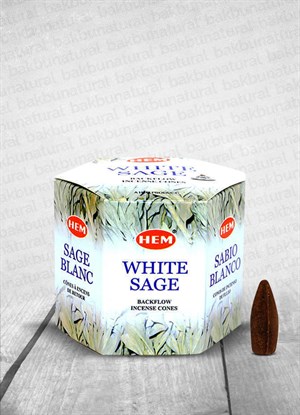 Hem White Sage Geri Akışlı Konik Tütsü 40 Adet