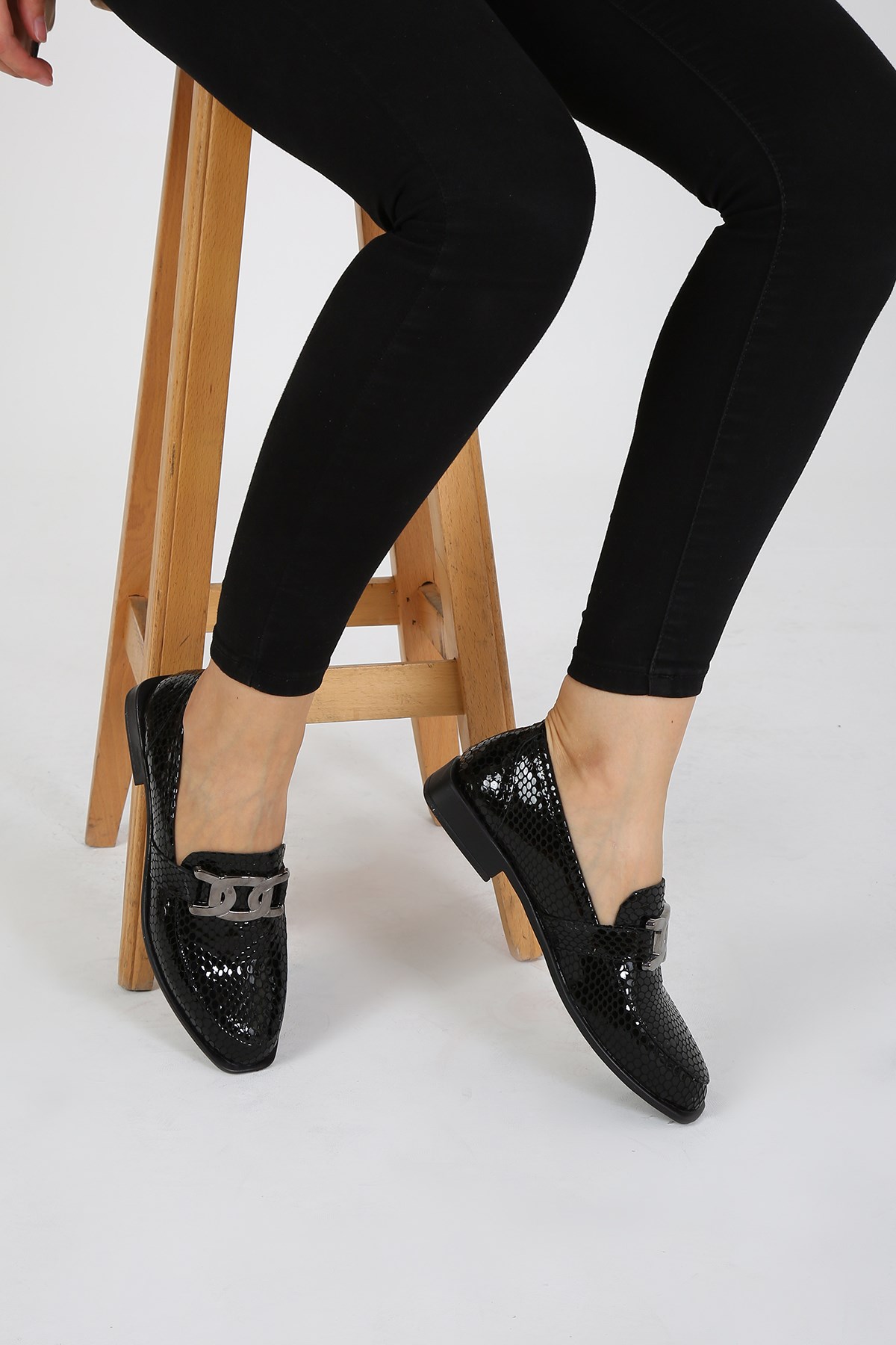 Cassidoshoes 002-1013 Petek Siyah Casual Kadın klasik Ayakkabı I Cassido  Shoes