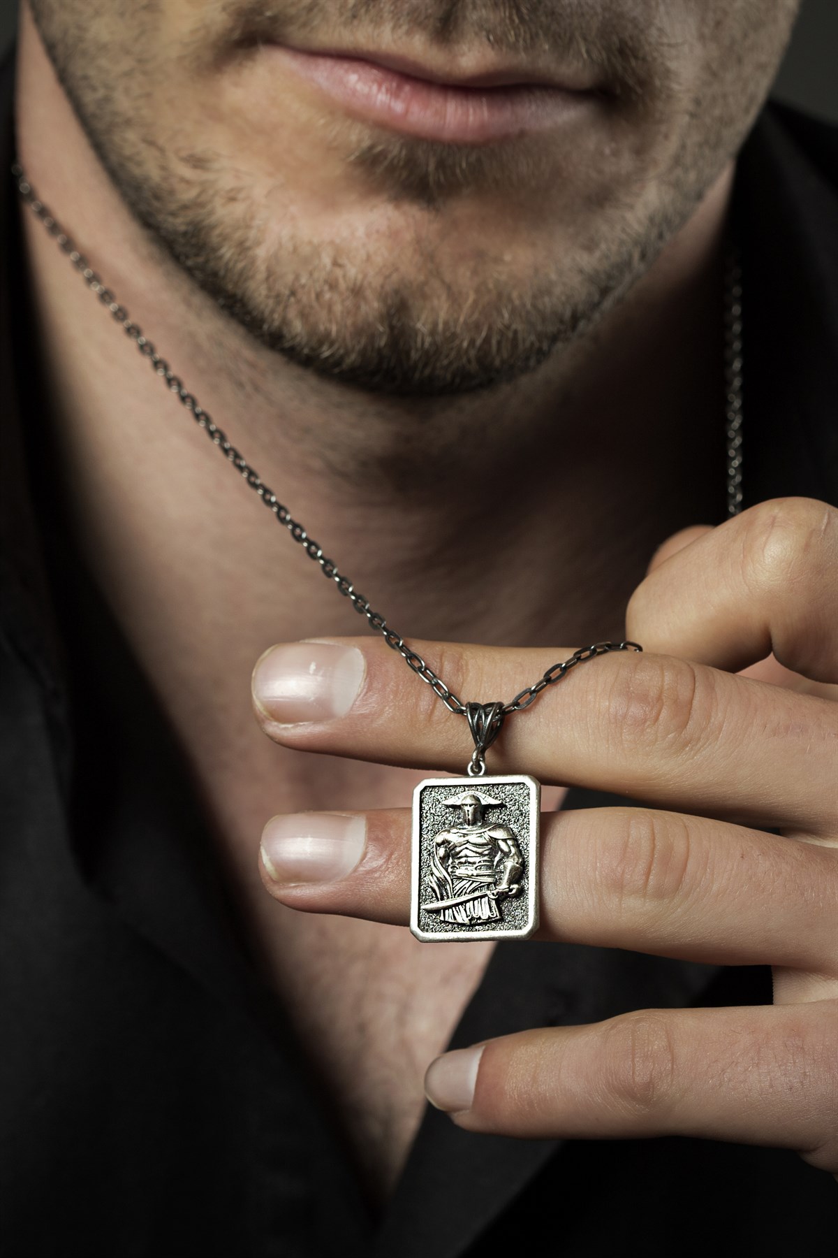  Gümüş Savaşçı Erkek Kolye