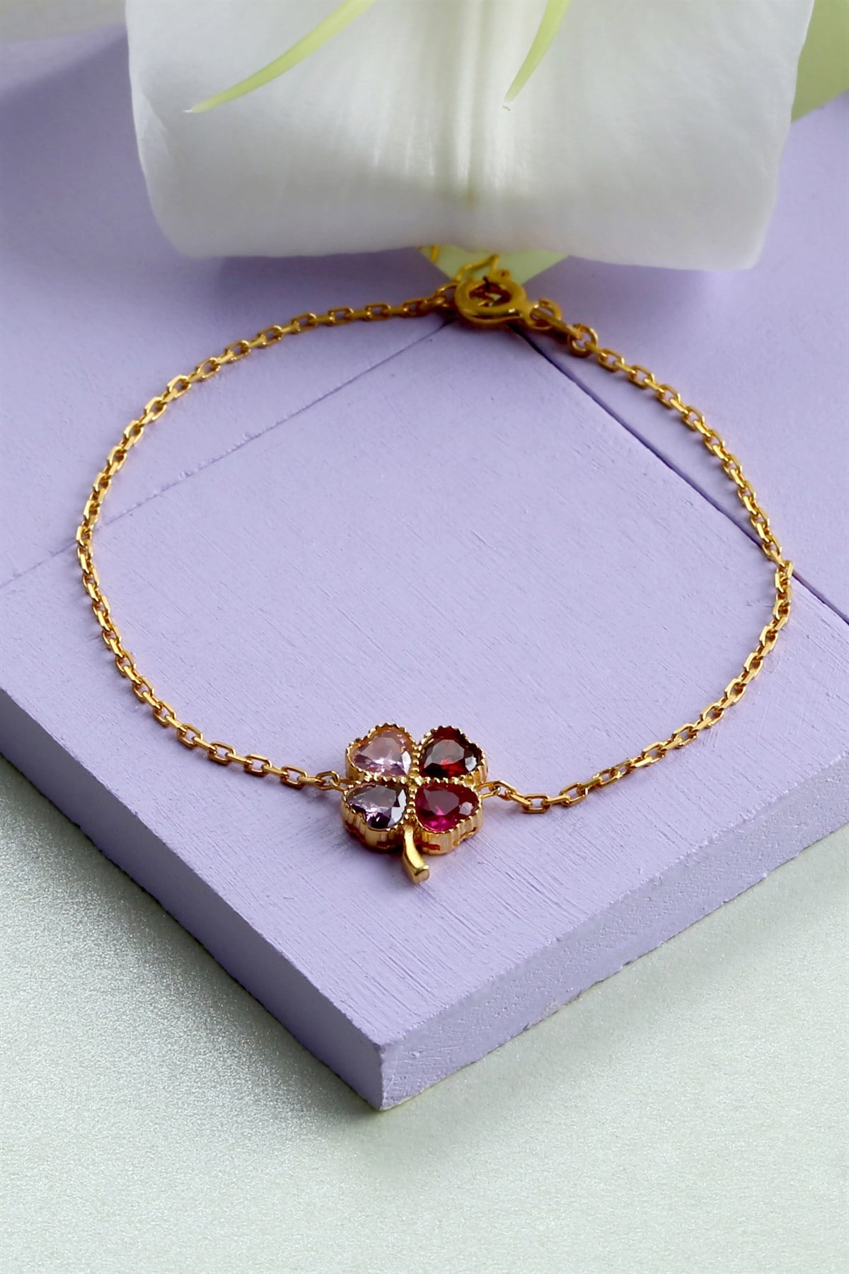 925 Ayar Kalpli Yonca Gümüş Bileklik