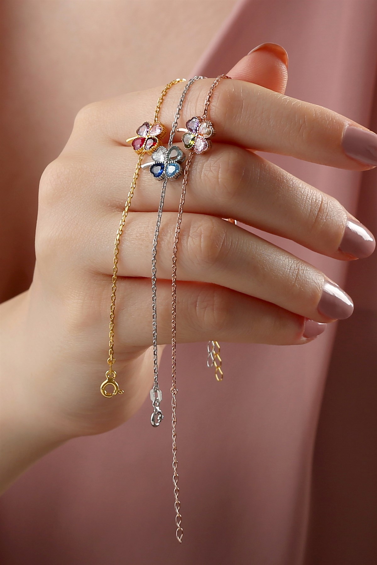 925 Ayar Kalpli Yonca Gümüş Bileklik