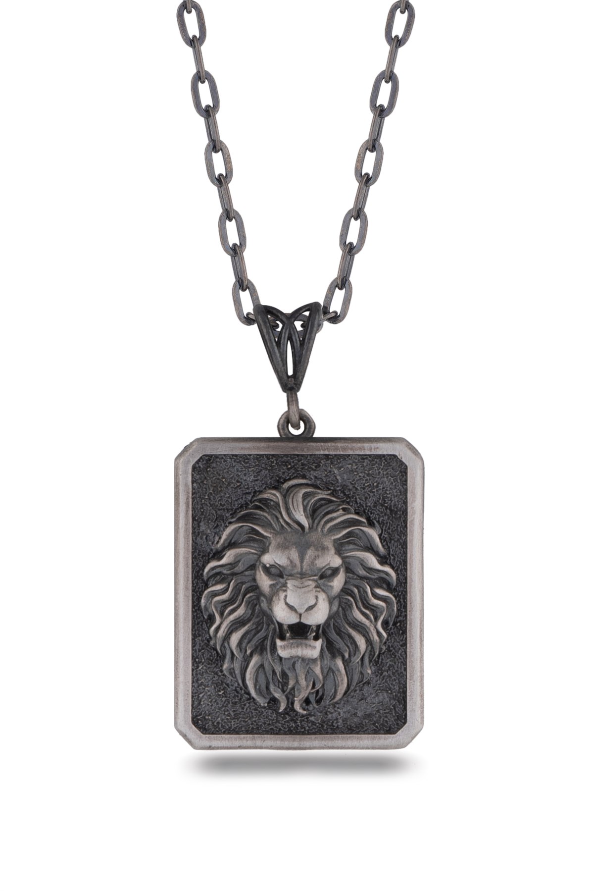 Gümüş Aslan Figürlü Erkek Kolye