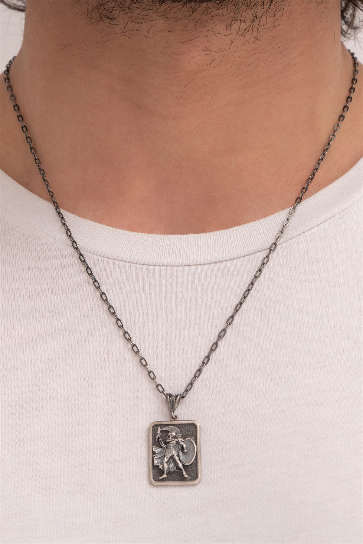 Gümüş Spartalı Savaşcı Erkek Kolye